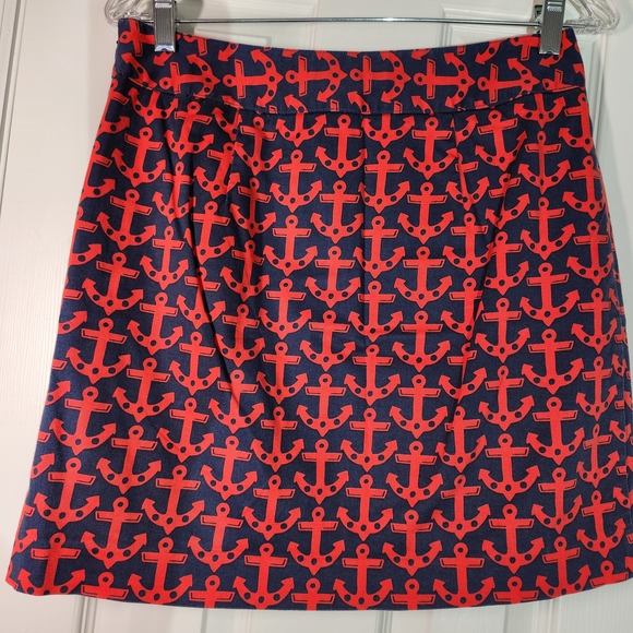 Vineyard Vines Red & Navy Anchor Print Mini Skirt Womens 4 - Picture 1 of 7